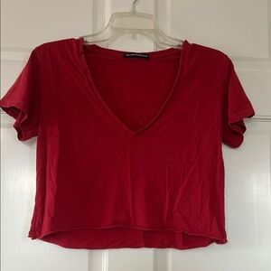 Brandy Melville Red Cap Sleeve V neck Crop Top